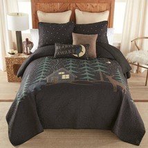 Donna Sharp Evening Lodge Quilt **QUEEN** 3-Piece Set Cabin Bear Deer Tree New - £125.58 GBP