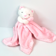 Carters Pink White Kitty Cat Baby Lovey Security Blanket Satin Kitten Satin Trim - £9.29 GBP