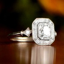 Engagement Ring 2.30Ct Emerald Cut Simulated Diamond 14k White Gold in S... - £209.36 GBP