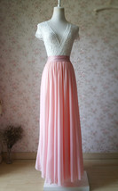 Blush Pink Chiffon Maxi Skirt Outfit Bridesmaid Plus Size Chiffon Skirt image 3