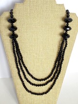Disney Chunky Black Acrylic Crystals Multi Strand OverTheHead Statement Necklace - £11.81 GBP
