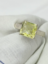 Natural 5Ct Squred Cut Yellow Topaz Ring 925 Sterling Silver anniversary ring - £56.04 GBP