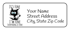 30 Personalized Return Address Labels, Tags , 2.625&quot; x 1&quot;, Stickers, Funny Cat - £8.96 GBP