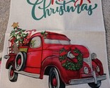 Holiday red truck Christmas Garden Flag,  Seasonal Decorations Outside 1... - £7.74 GBP