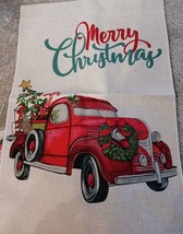 Holiday red truck Christmas Garden Flag,  Seasonal Decorations Outside 1... - £7.82 GBP