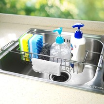 Kitchen Sink Organizer Rack Collapsible Stainless Steel Sink Caddy Drainer Towel - £14.77 GBP