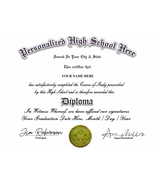 Novelty High School GED Diplomas Personalized With Raised Gold Foil Seal - $49.95
