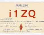 QSL Card I1ZQ Rome Italy 1957  - $9.90