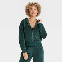 Universal Thread Women&#39;s Leisure Velour Hoodie Sweatshirt SMALL Dark Gre... - $29.99