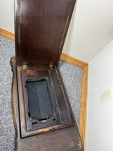 Antique 1890s White Treadle Sewing Machine Cabinet Wood Top Fiddle Base - $129.99