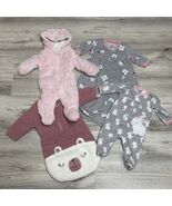 Winter Clothing Lot Baby Girl 0-3 Mos Layette Sherpa Fleece Snow Suit Pi... - $507.77 MXN