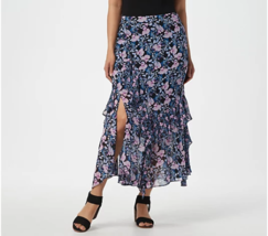 Vince Camuto Ruffle Charming Floral Skirt (Classic Navy, Reg 12) A365173 - £32.33 GBP