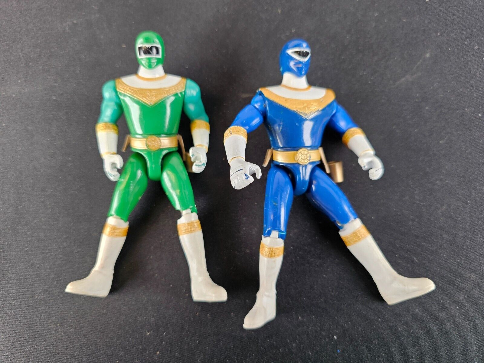 Primary image for Lot Of 2 1996 Power Rangers Zeo Action Figure Bandai 5 Inch Blue Green