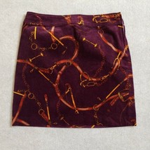 Talbots CORDUROY A Line Skirt Womens Sz 12 Petite Burgundy Equestrian Print NEW - £34.75 GBP