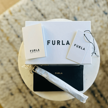FURLA Classic Credit Card Case Leather Wallet Wristlet, Black, Wrist Str... - $1,657.28 MXN