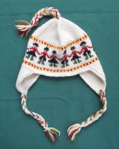 Hoi Swiss Wool Trapper Winter Hat Handmade Braid Tassels Paper Doll Figures Knit - £18.60 GBP