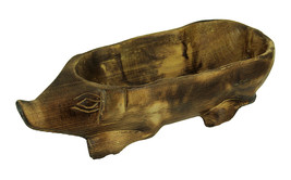 Scratch &amp; Dent Hand Carved Darkened Wood Pig Centerpiece Bowl - £23.80 GBP