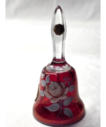 Vintage WESTMORELAND 5.25&quot; Glass Bell RUBY FLORAL On Ruby - Hand Painted... - $13.18