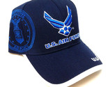 US AIR FORCE LICENSED NAVY BLUE ADJUSTABLE HAT CAP SEAL MILITARY WINGS U... - £8.17 GBP