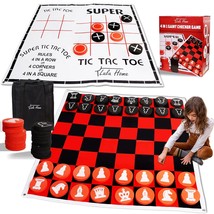 4-In-1 Jumbo Chess Board Game, 4Ft X 4Ft Giant Tic Tac Toe Chess Checkers Game M - £43.60 GBP