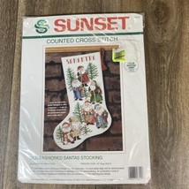 SUNSET Christmas Stocking 18325 Old-Fashioned Santas Cross Stitch Kit 19... - $468.17 MXN