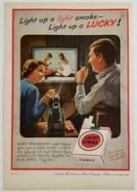 1958 Print Ad Lucky Strike Cigarettes Couple Smoke Watch Home Movies - £9.20 GBP