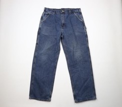 Vintage Carhartt Mens 36x32 Distressed Spell Out Wide Leg Dungaree Denim Jeans - £55.35 GBP