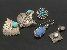 ZUNI NAVAJO 925 Silver - Vintage Multi-Stone Lot Single Earrings - EG11261 - £72.69 GBP