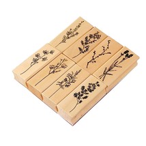 Pack Of 8 Pcs Plant And Flower Shape Wooden Rubber Stamps 2.5 Inch X 1 I... - £11.98 GBP