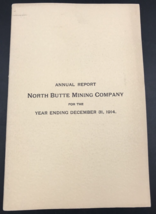 1914 North Butte Mining Company Annual Report Montana Copper Gold Silver - £25.15 GBP