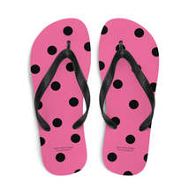 Autumn LeAnn Designs® | Adult Flip Flops Shoes, Rose Pink with Black Pol... - $25.00