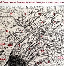 Coal Map 1877 Geological Survey 1874-1877 Pennsylvania Victorian DWAA3C - £23.59 GBP