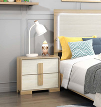 White 2-Drawer Nightstand: Modern Wooden Bedroom Storage - £172.73 GBP