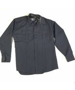 MENS LONG SLEEVE SHIRT COMMAND BY FLYING CROSS GRAY LARGE L MILITARY BUT... - £6.22 GBP