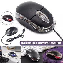 Black Wired USB Optical Mouse for Pc Laptop Computer Scroll Wheel Led Li... - $5.90