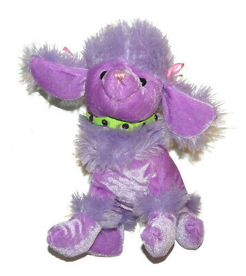 Purple Poodle Dog Puppy Green Collar Pink Bow Plush Lovey 9 inch Stuffed... - $18.69