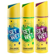 Set Wet Deodorant Spray Perfume, 150ml (Cool, Charm &amp; Swag Avatar Pack of 3) - £16.76 GBP