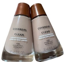 LOT/2 Covergirl Clean Liquid Foundation For Normal Skin 135  Medium Ligh... - $23.74
