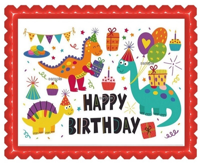 Dinosaur Adorable Edible Image Birthday Dino Baby Shower Cute Cake Toppe... - $9.47