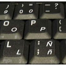 Spanish Latin American Keyboard Stickers Transparent Background White Le... - £18.86 GBP