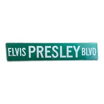 Elvis Presley Blvd Street Sign Green White Letters Tin Metal Bar Mancave - £13.10 GBP