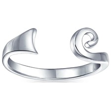 14K White Gold Over Sterling Silver Adjustable Open Spiral Toe/Midi Ring - $12.35