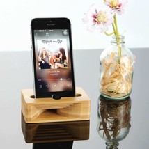Natural bamboo phone amplifier, wood cell phone stand, desktop phone holder - £16.11 GBP