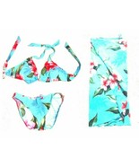 Sunsets Lanai Mint Halter Bikini Swimsuit w Pareo Size D-Cup Top XS Bott... - £61.15 GBP