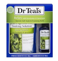 Dr Teal&#39;s Relax with Eucalyptus &amp; Spearmint Epsom Salt Soak &amp; Foaming Ba... - £27.17 GBP