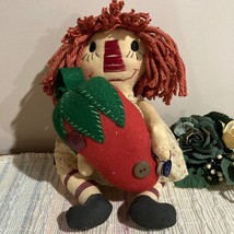 Primitive Handmade Tattered Look Raggedy Ann Doll Strawberry Pin Cushion Sewing - £11.10 GBP