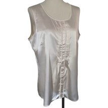 Chicos Satin Blouse M Sz 1 Career Top Sleeveless Shell Lace Ivory Holiday Flowy - £17.79 GBP