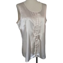 Chicos Satin Blouse M Sz 1 Career Top Sleeveless Shell Lace Ivory Holida... - £17.87 GBP