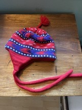 VTG Turtle Fur Poppy Gall Winter Beanie Ski Hat Wool Fleece Red White Blue - £15.57 GBP