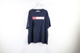 Vintage 90s K Swiss Mens 2XL Distressed Spell Out Box Logo T-Shirt Blue Cotton - £33.92 GBP